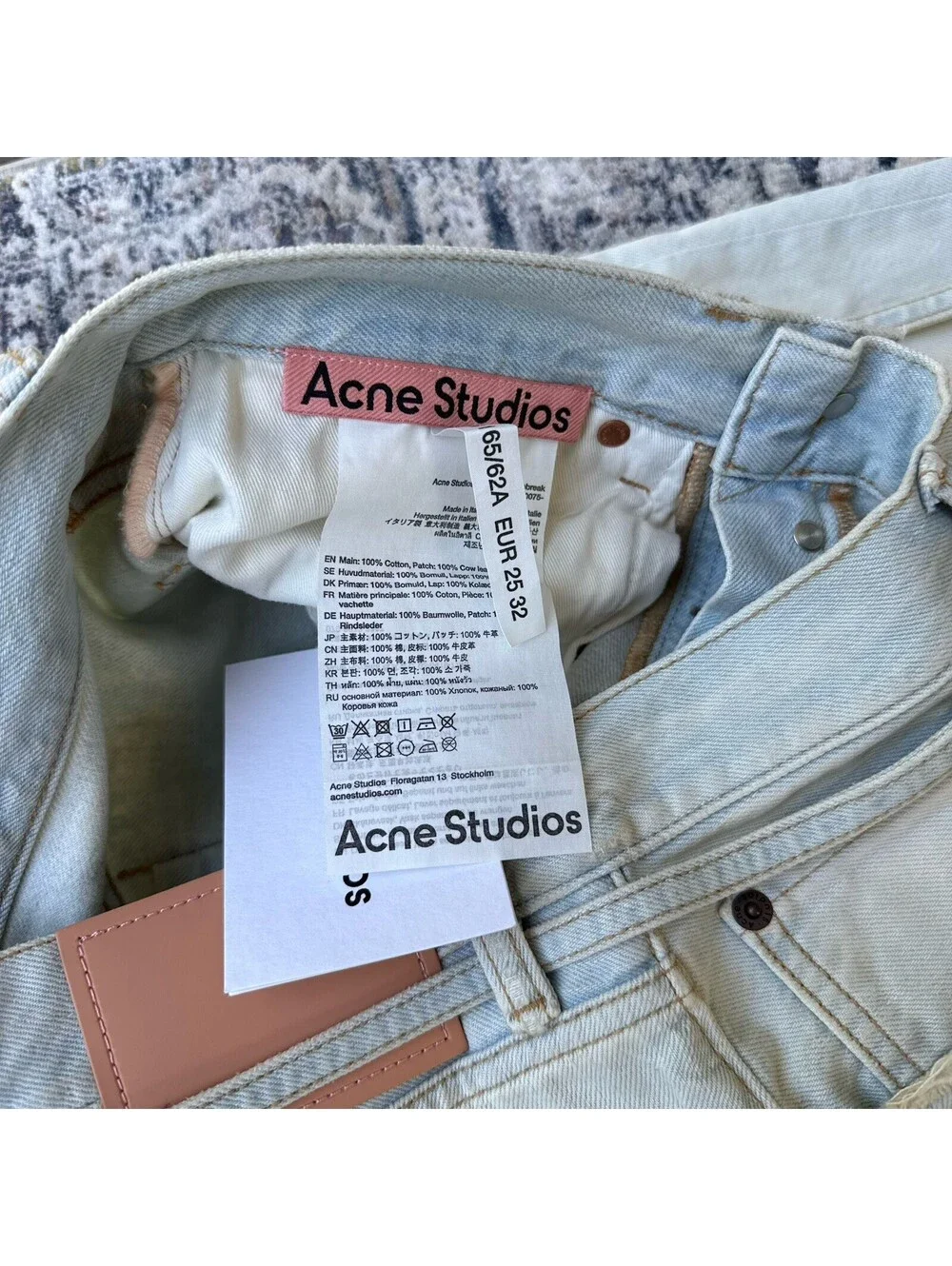 ACNE STUDIOS 1991 Loose Fit Jeans Unisex Size 25x32 Light Blue/White